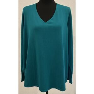 Chico’s V-Neck Pullover Sweater Fanfare Green Size 4 (XXL) NWT